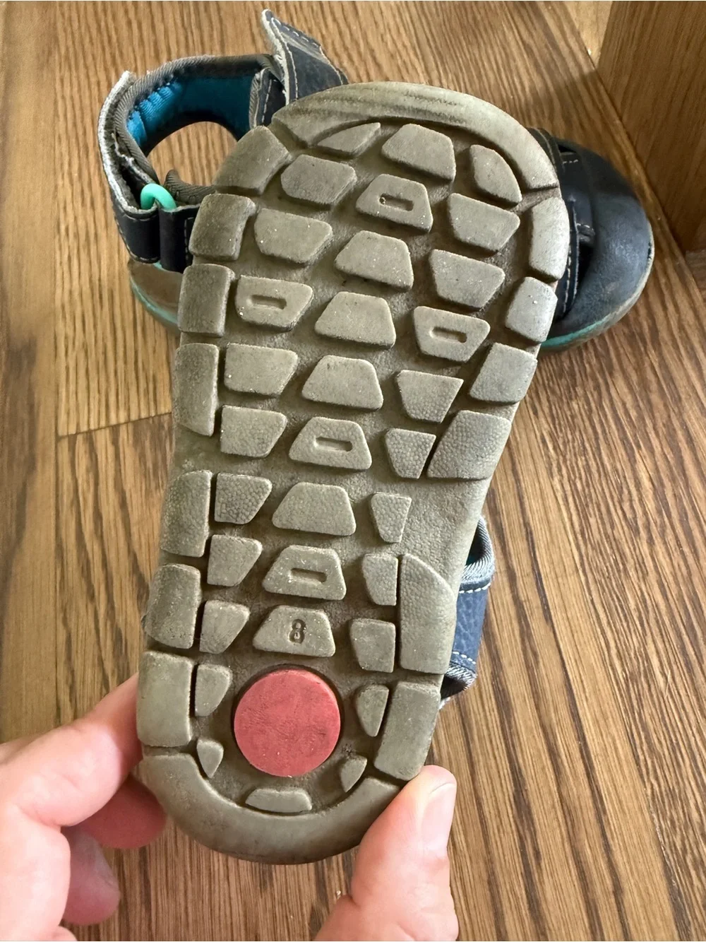 See Kai Run Navy Sandals with Teal Trim